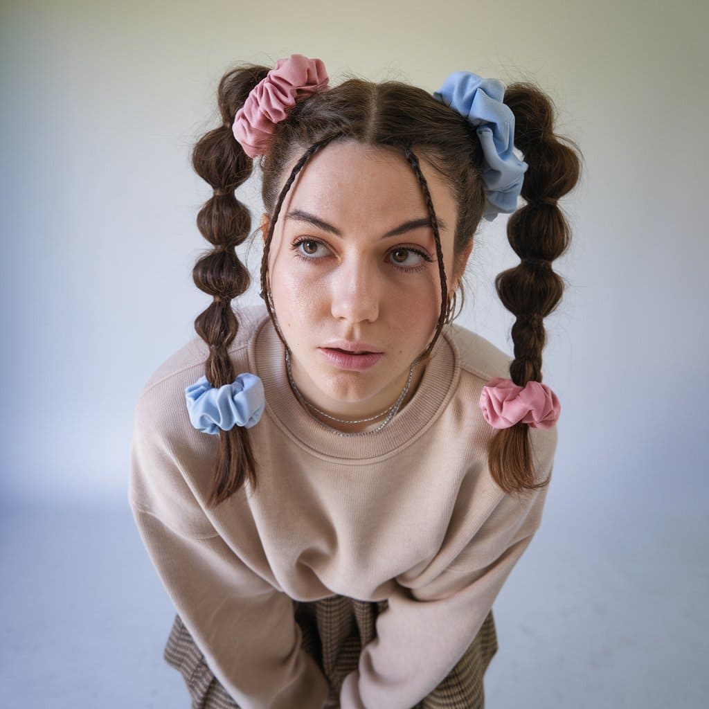 Bubble Pigtails with Scrunchies