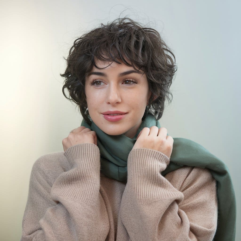 Curly Pixie with Baby Bangs