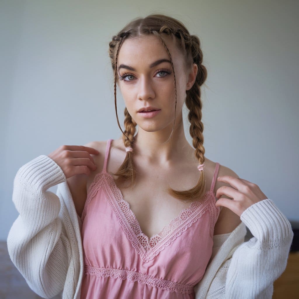 Low Pigtails with Loose Braids