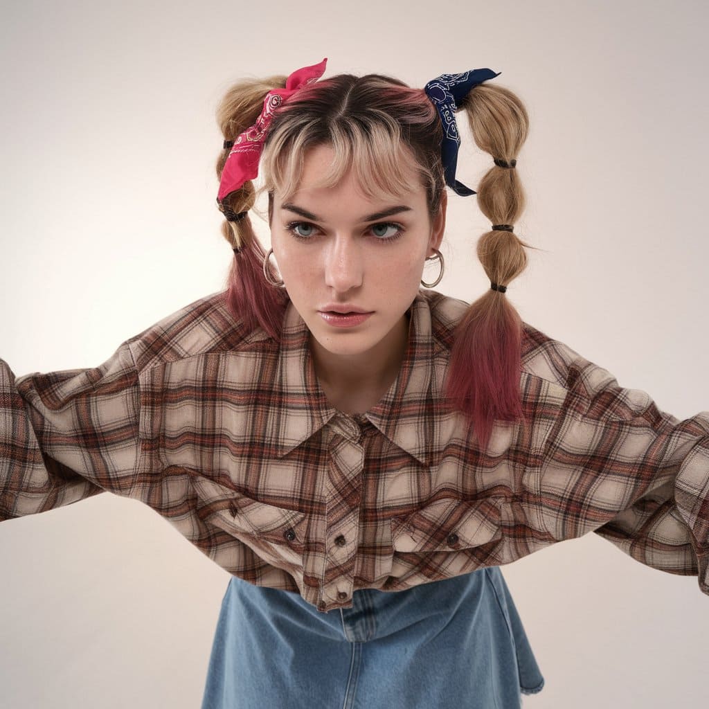 Pigtails with Bandanas