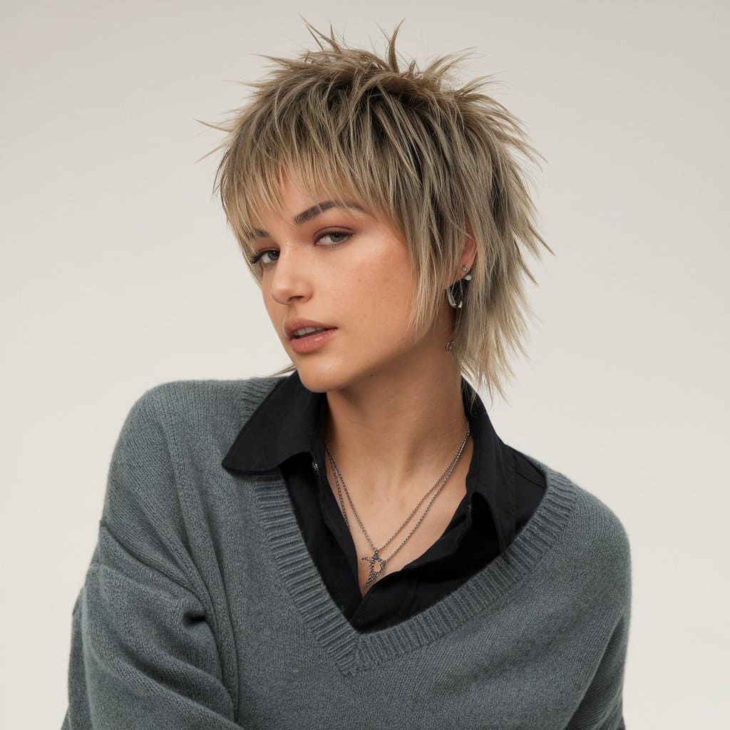 Short Wolf Cut with Spiked Layers