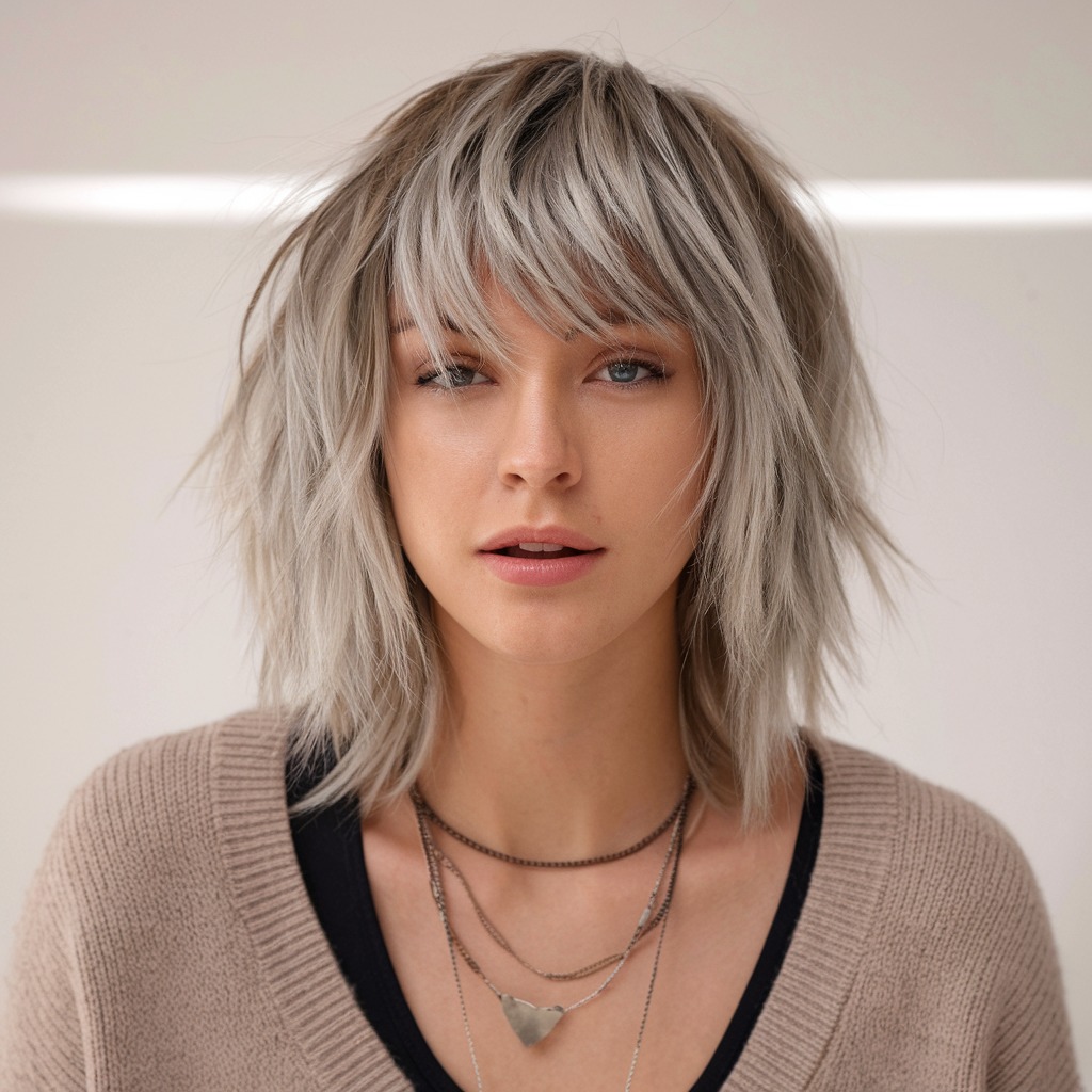 Ash Blonde and Silver Bangs