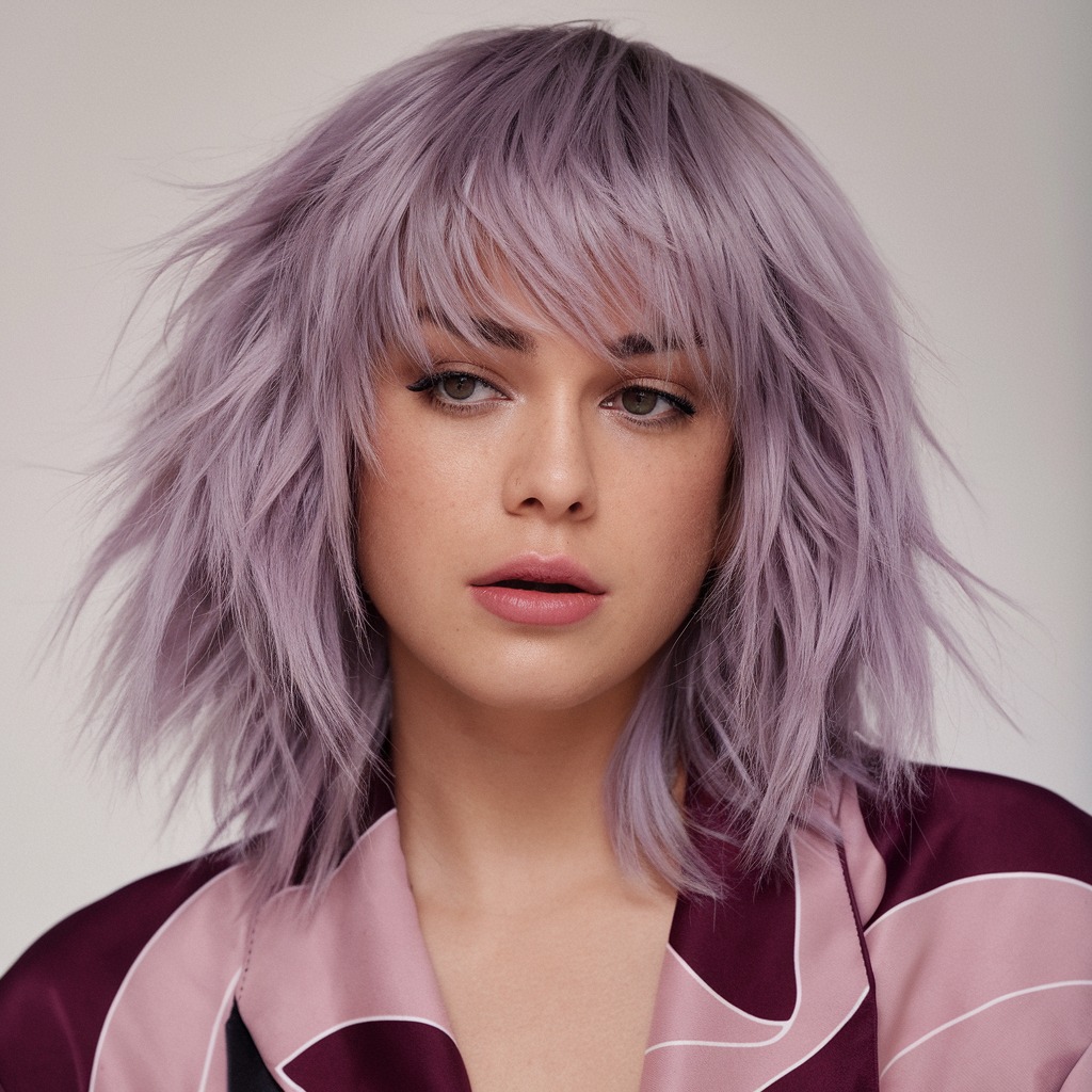 Bold Purple Wolf Cut