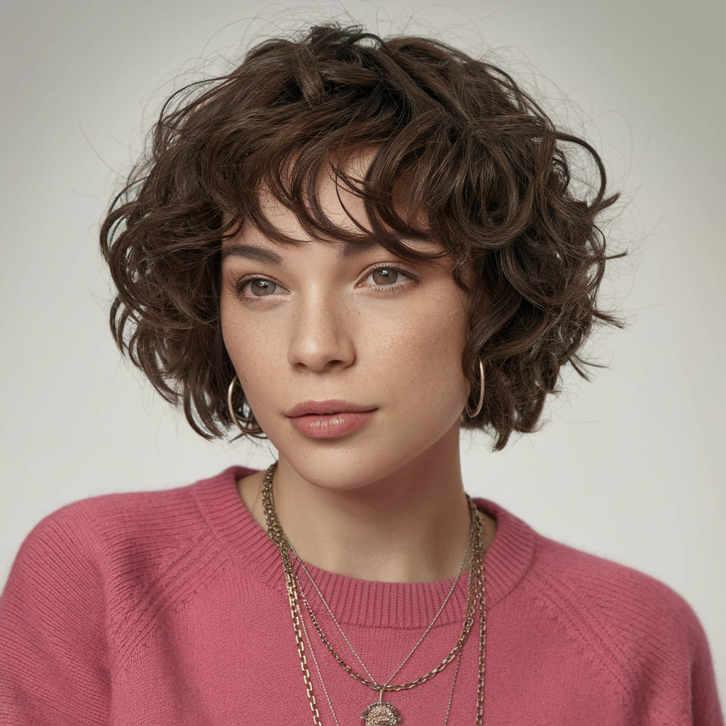 Cropped Curly Bob for Soft Definition