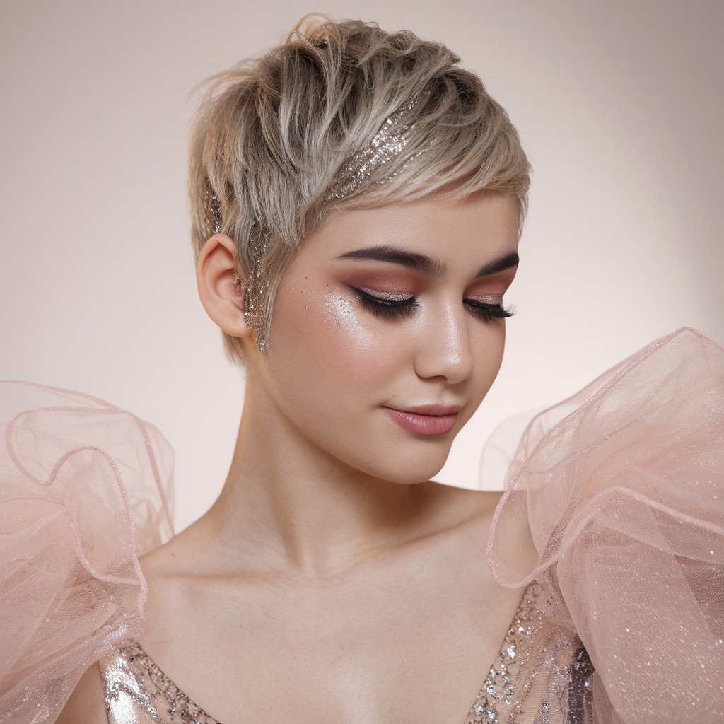 Pixie Cut with Glitter Accents