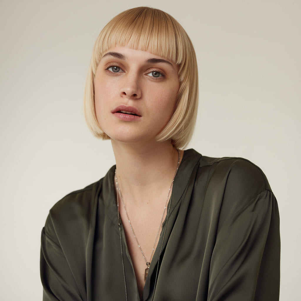 Sleek Cropped Cut with Blunt Bangs