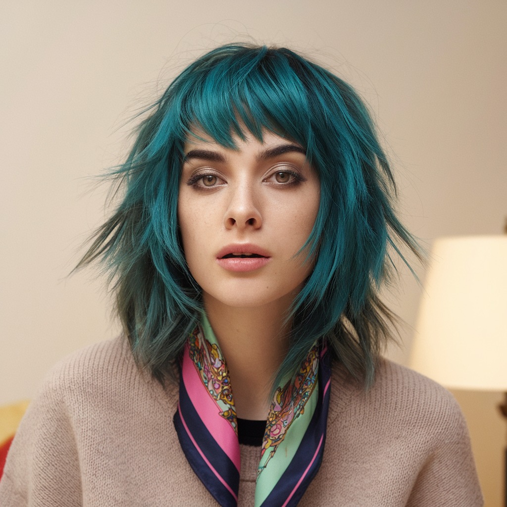 Vibrant Teal Bangs