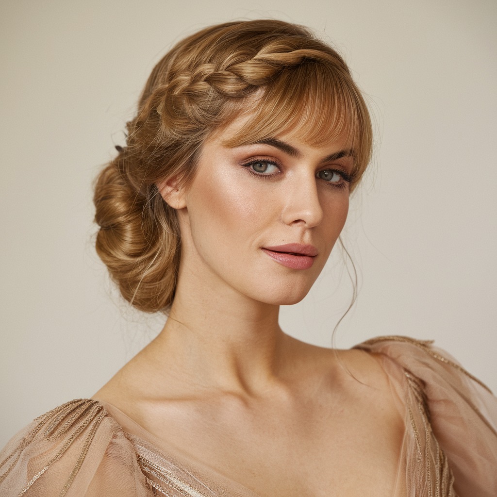 Classic French Twist with Blunt Bangs