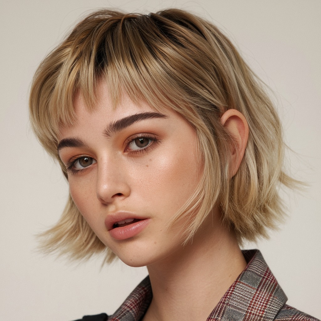 Feathered Layers in an Ash Blonde Wedge