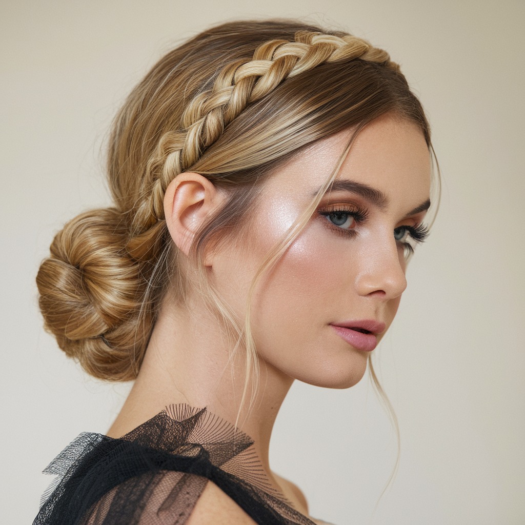 Low Bun with Braided Headband