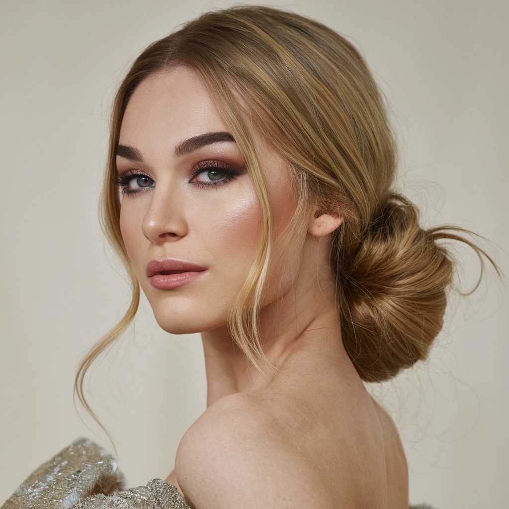 Messy Low Bun with Loose Waves