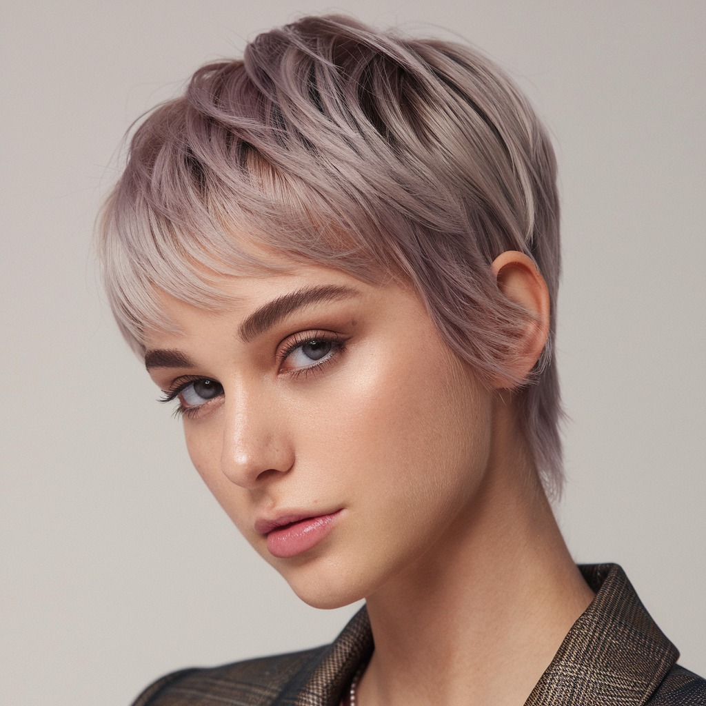 Pixie Wedge with Lavender Highlights