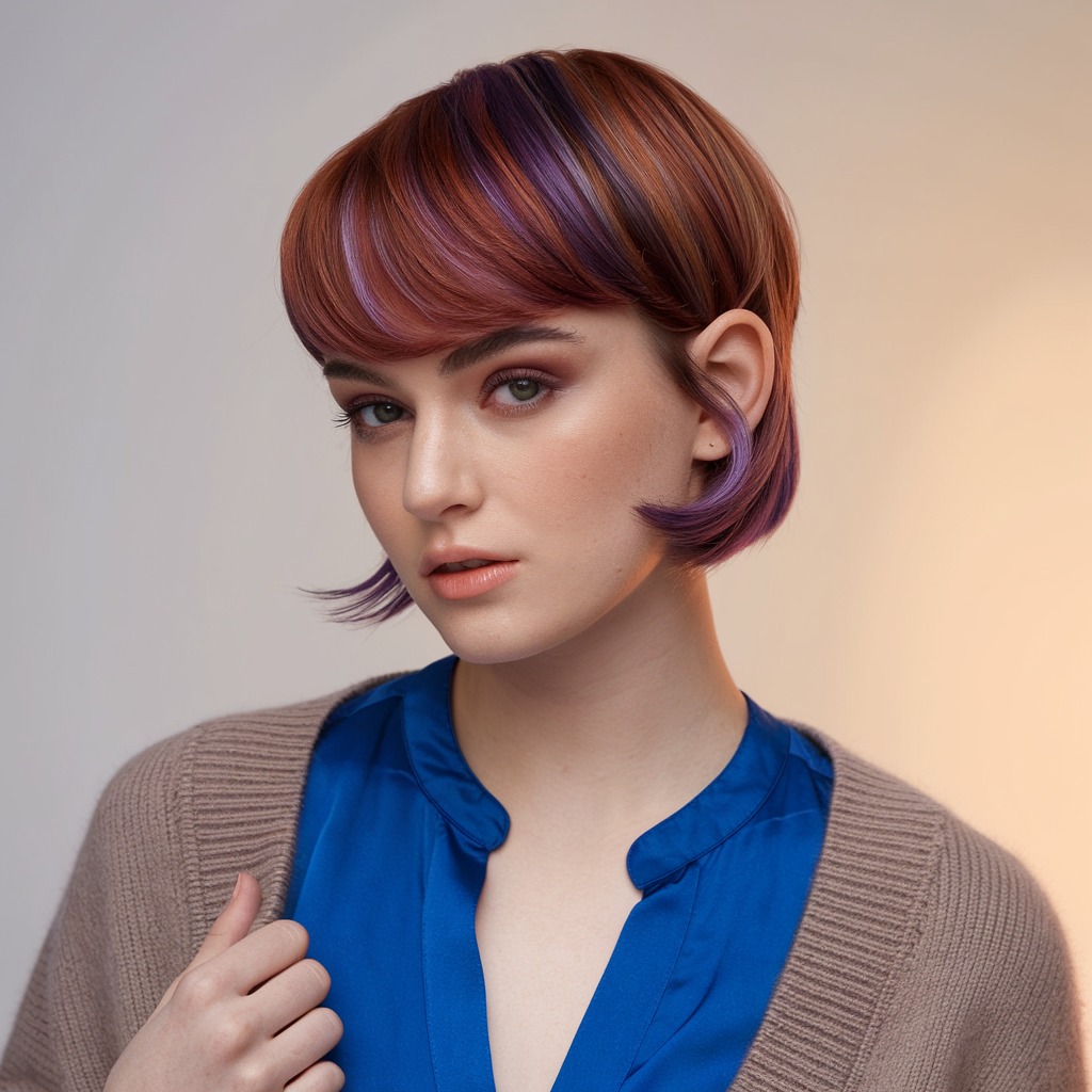 Short Wedge with Deep Purple Highlights