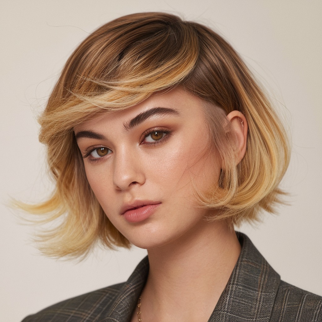 Warm Honey Blonde Wedge with Soft Layers