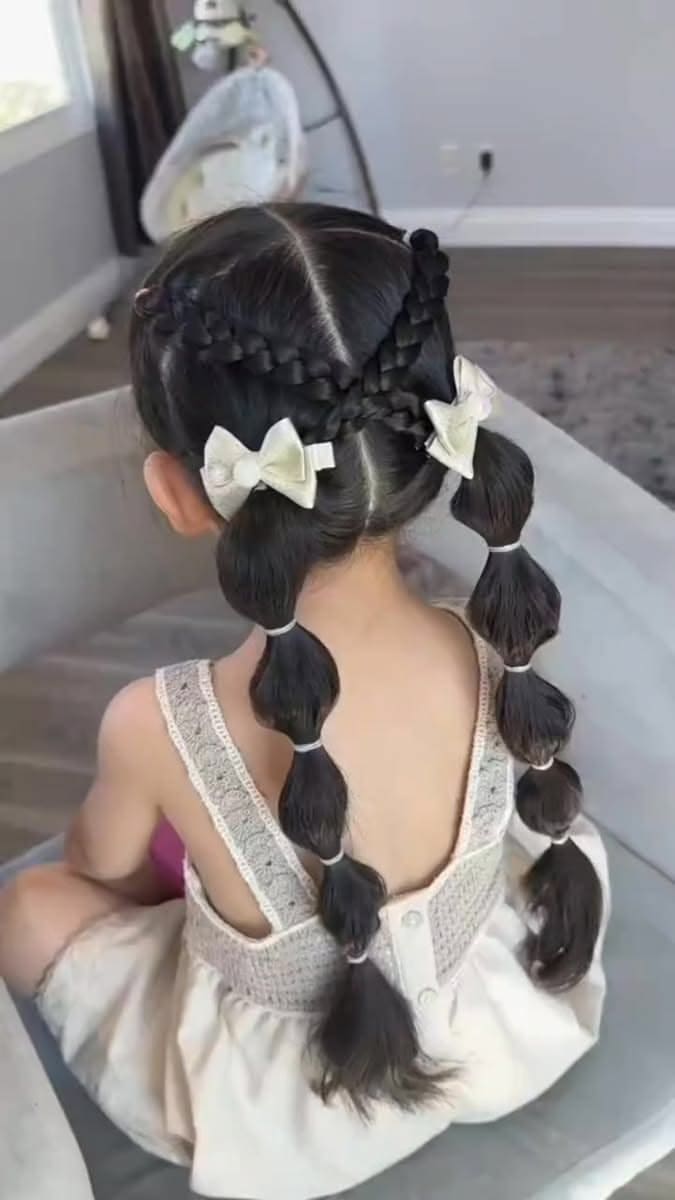 Crisscross Braids with Bubble Pigtails