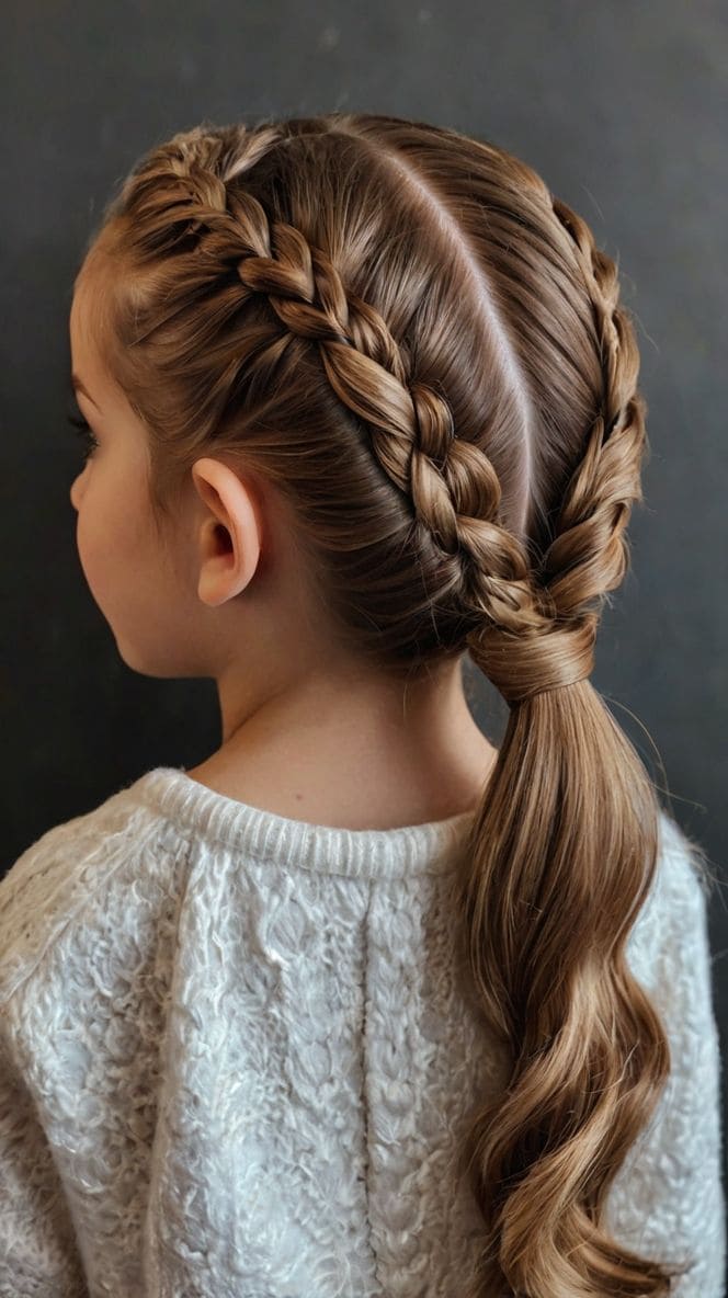 Double Dutch Braids into a Wavy Ponytail