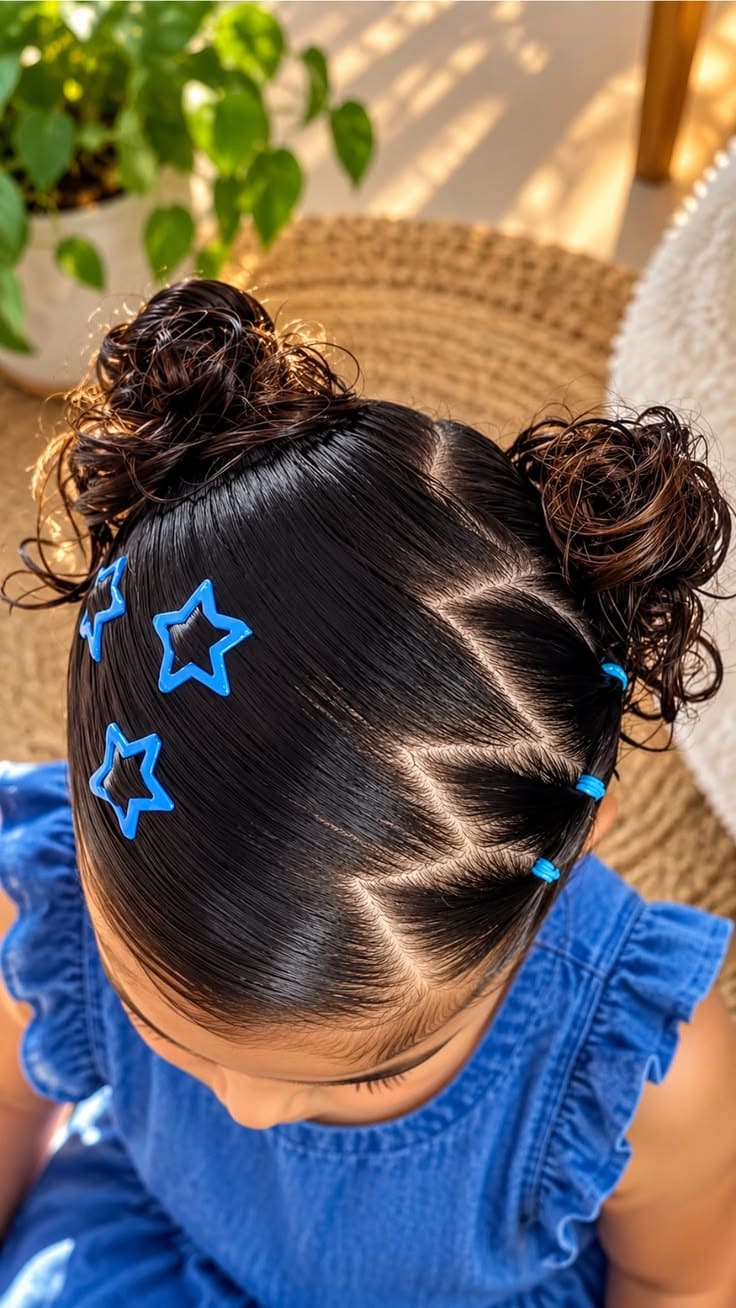 Double Messy Buns with Star Clips