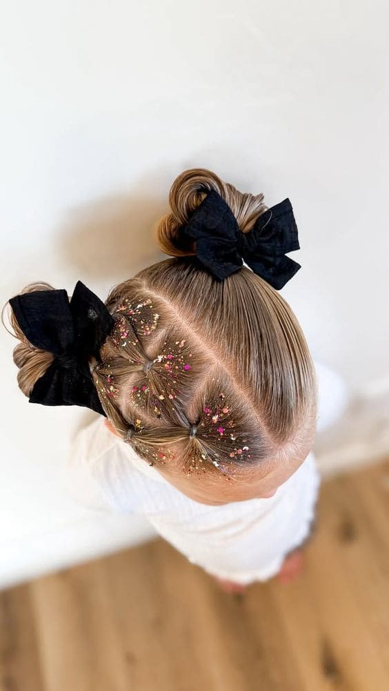 Glitter Bubble Buns with Black Bows