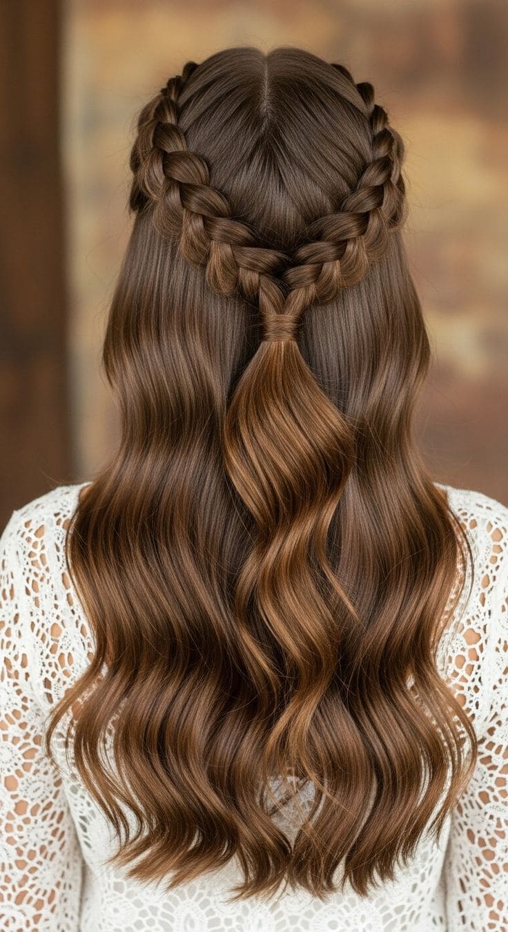 Heart-Shaped Half-Up Braided Crown