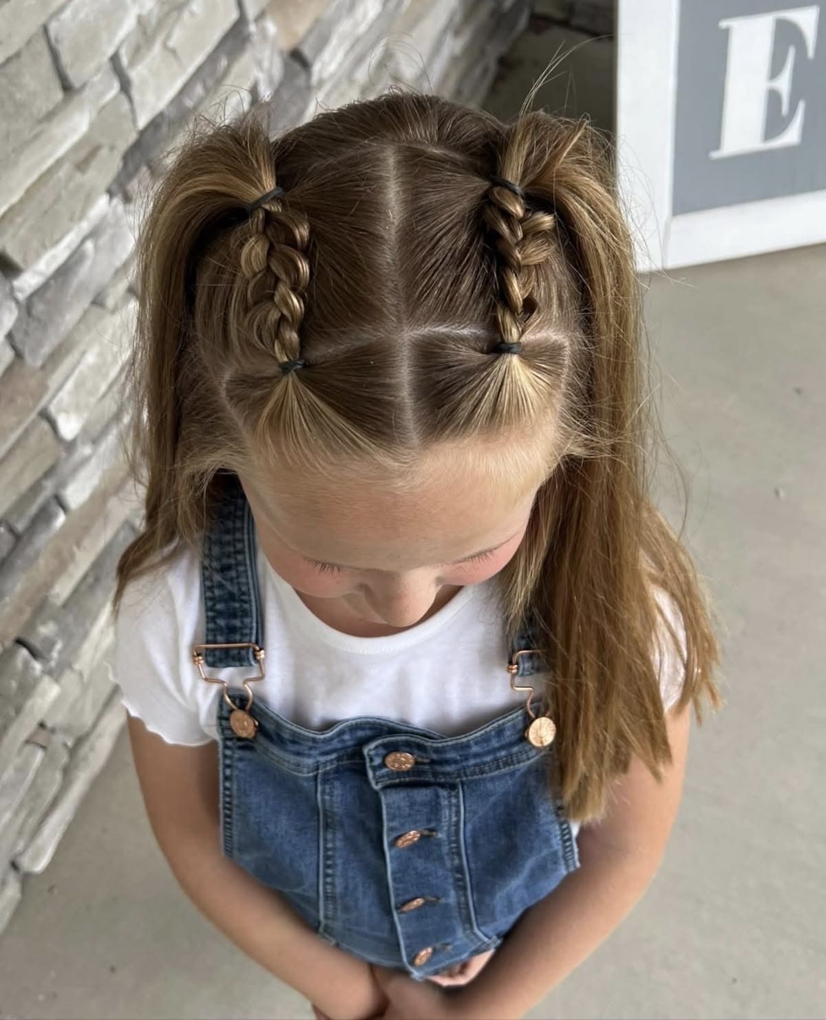Mini Braided Pigtails with Sectioned Parting