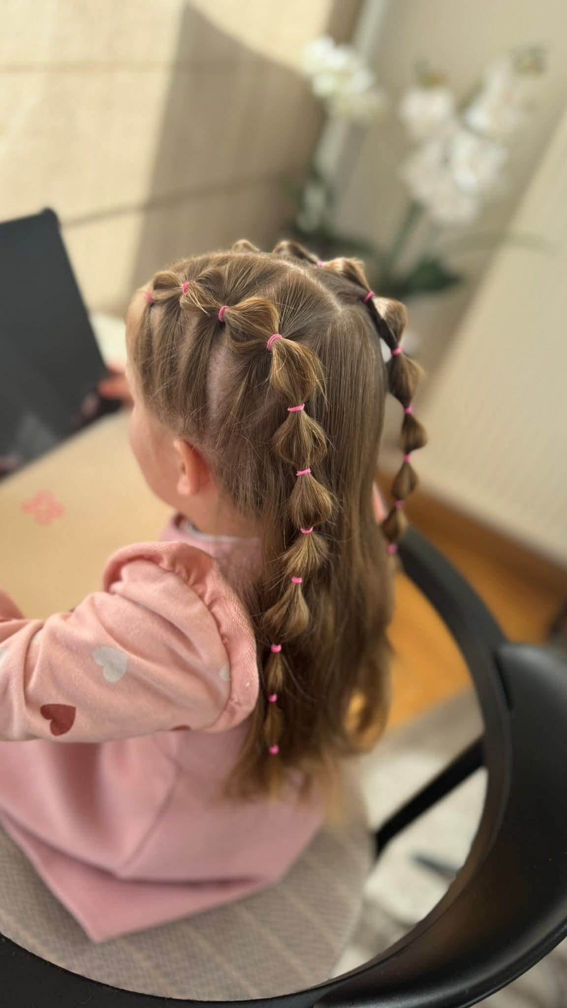 Pink Elastic Bubble Braids