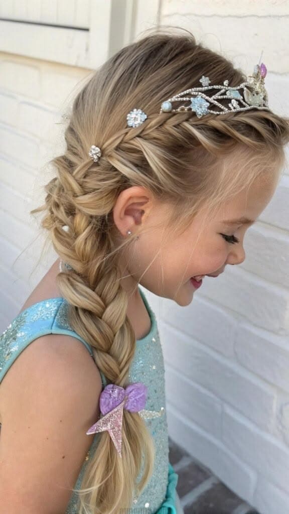 Princess Crown Braid with Jeweled Accessories