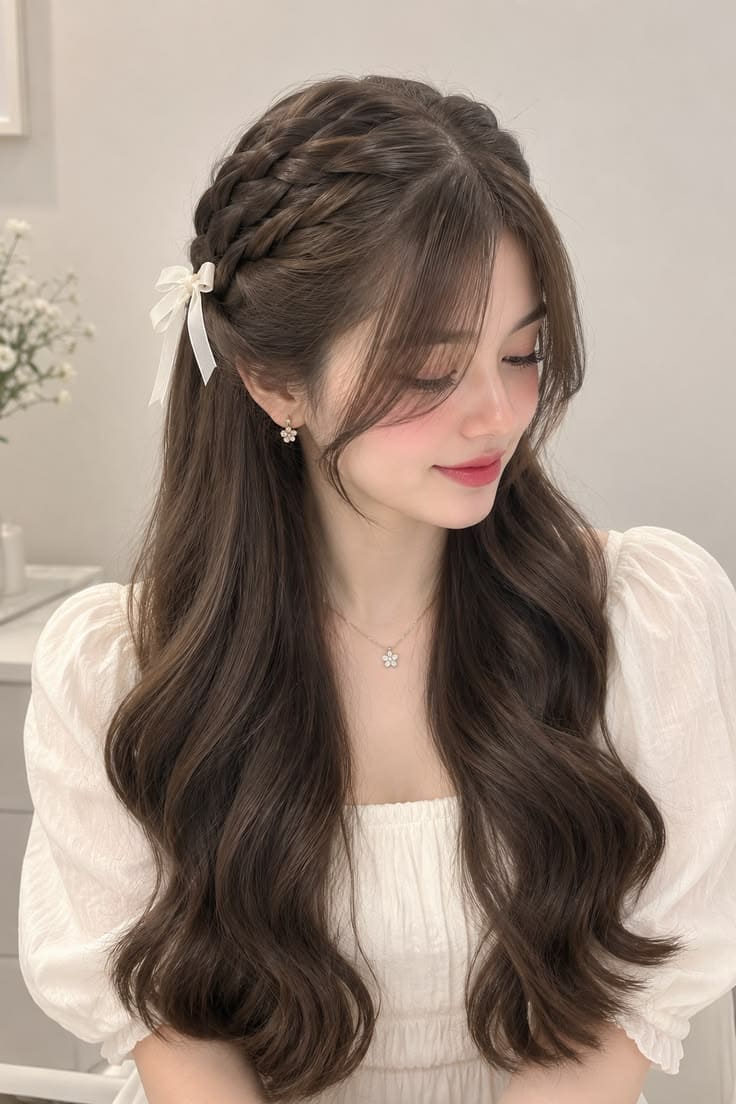 Romantic Double-Braid Half-Up Crown