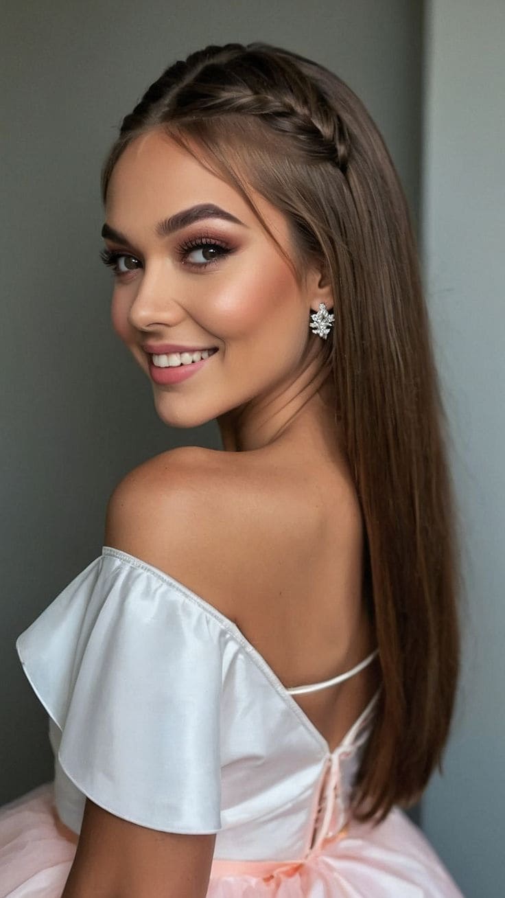 Sleek Half-Up Crown Braid