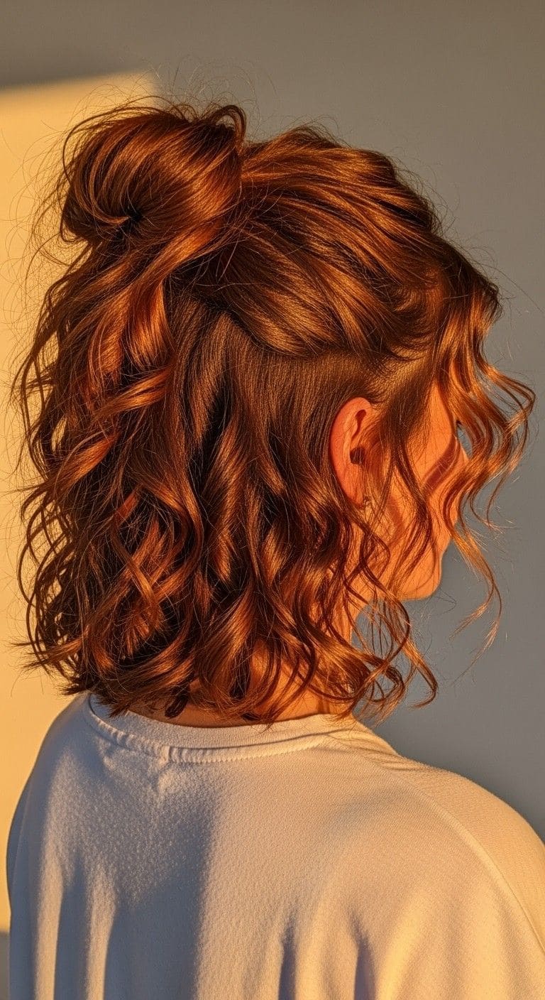 Curly Half-Up Lob