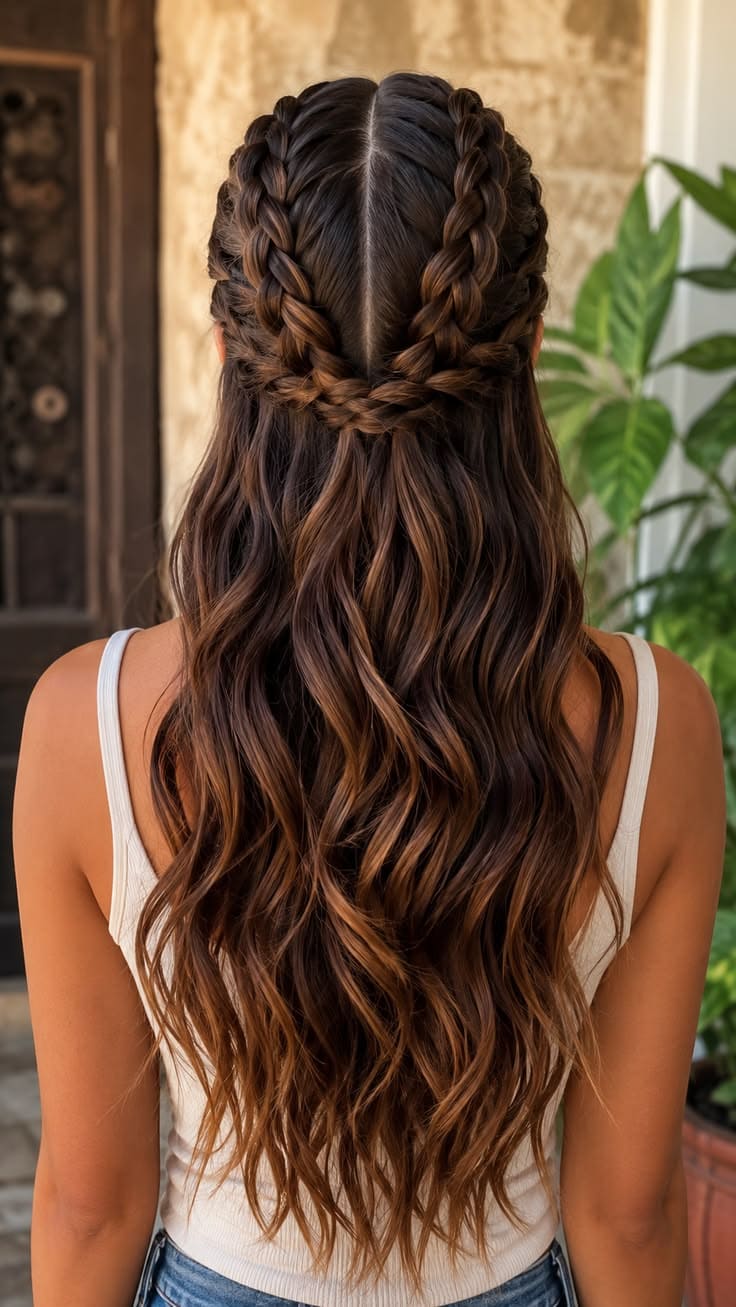 Double Dutch Braid Half-Up Waves