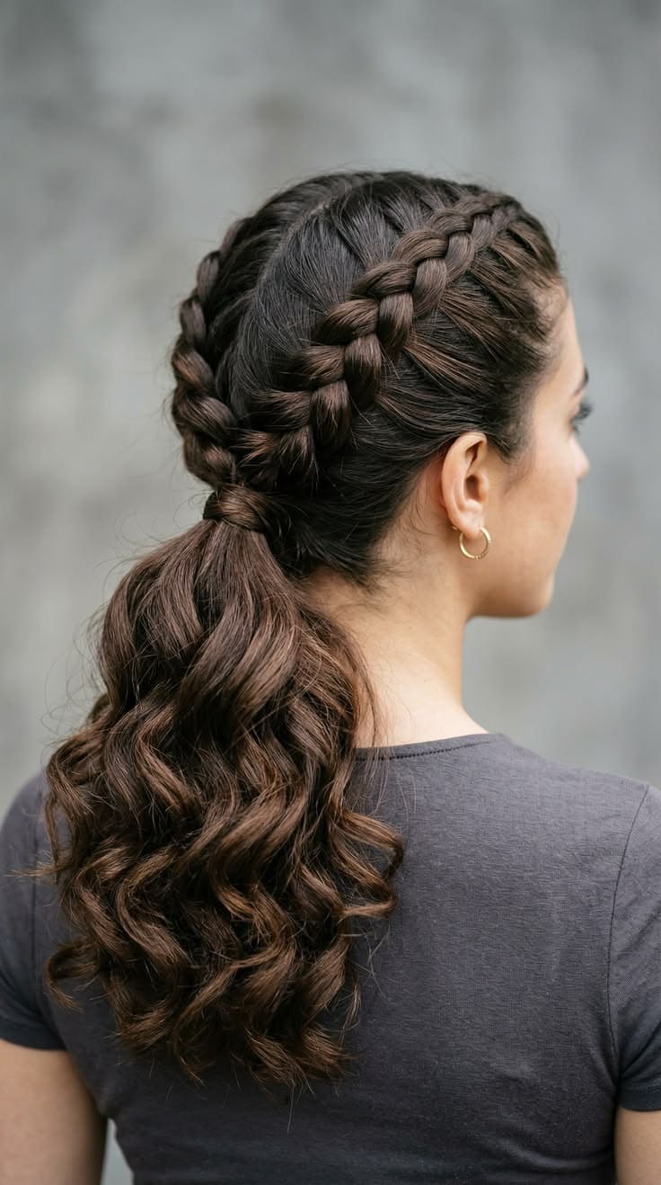 Double Dutch Braided Curly Ponytail