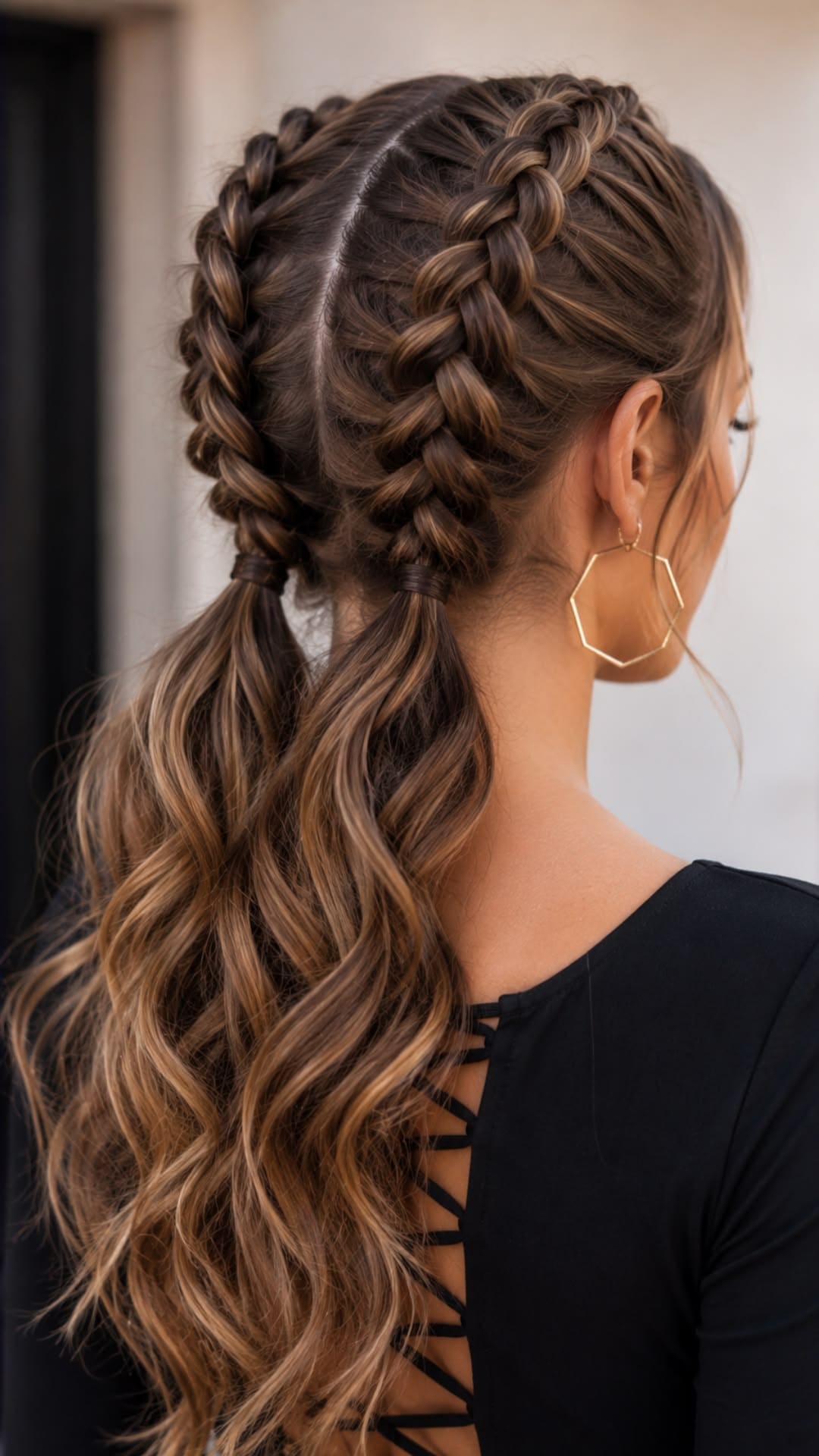 Double Dutch Braids with Wavy Pigtails