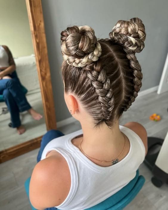 Dutch Braided Space Buns