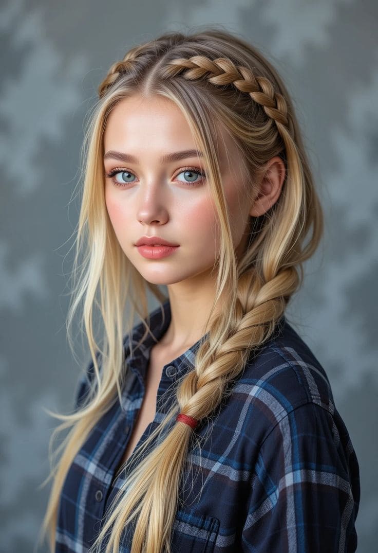 Dutch Crown Braid with Side Braid