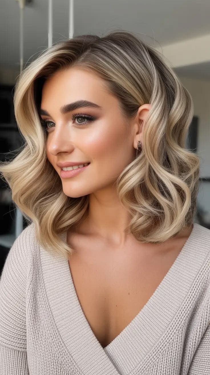 Glamorous Wavy Blonde Lob