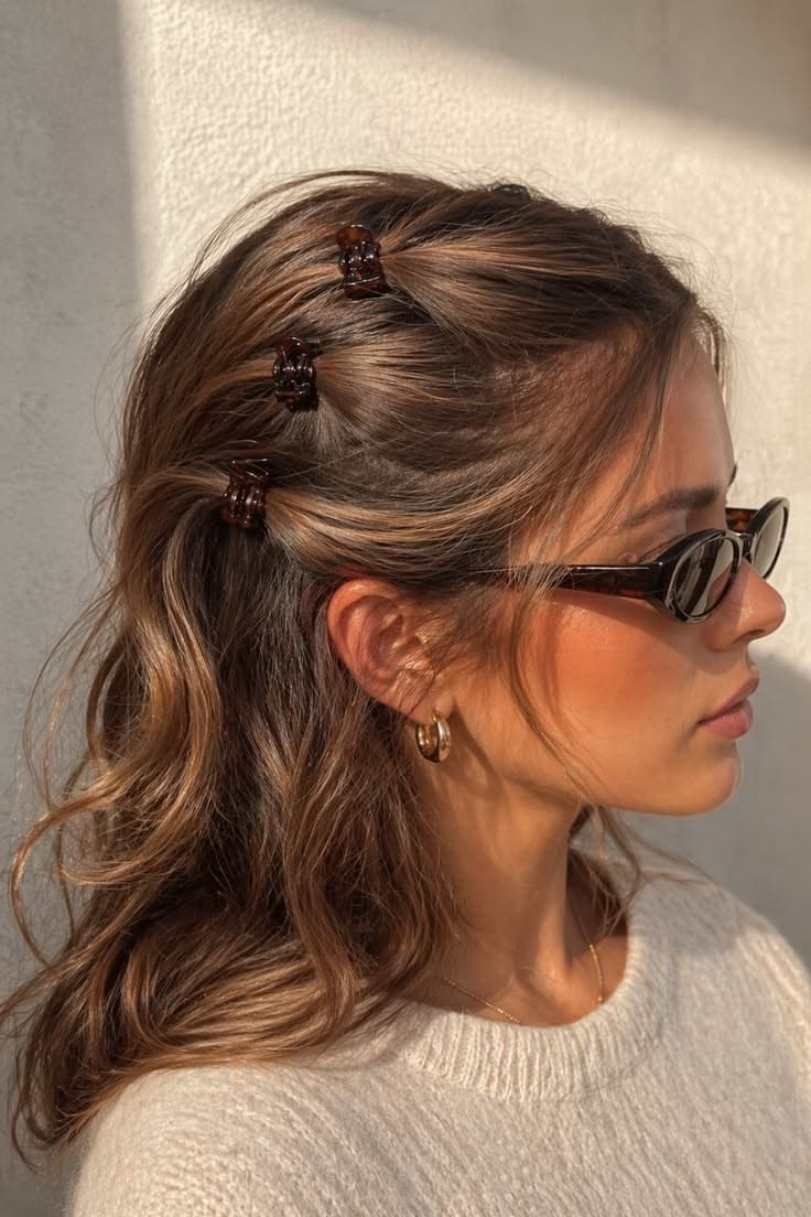 Half-Up Lob with Mini Claw Clips