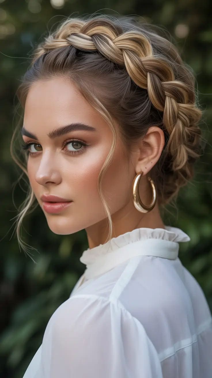 Romantic Dutch Crown Braid Updo